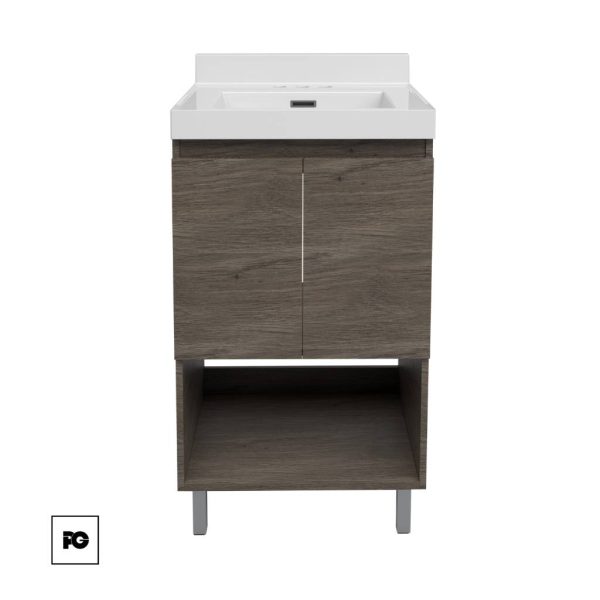 Tocador para baño color roble modelo Niza, con lavabo Tuscany.